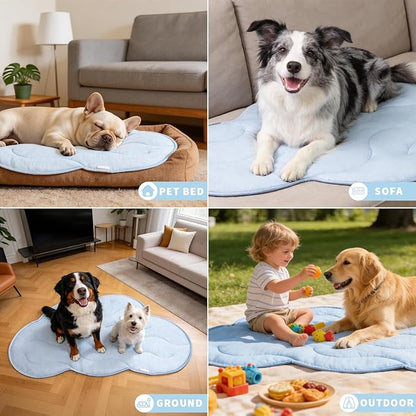 BECEMURU Dog Cooling Mat - 36" x 23" Reversible Cooling Pad for Crate, Kennel, Bed, Sofa - Machine Washable, Durable, Non-Gel - Keep Your Pet Cool and Comfortable (Cloud-L: 45" L x 30" W x 0.8" Th)