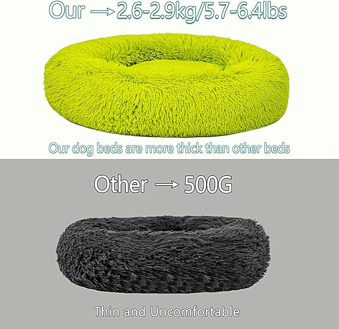 Calming Dog Bed for Big Dogs, 39'' Round Anti-Anxiety Warm Fluffy Plush Faux Fur Bed, Soft Anti-Slip Donut Washable Big Pet Bed, Cozy Big Dogs Bed, Fits up to 100 lbs Pets