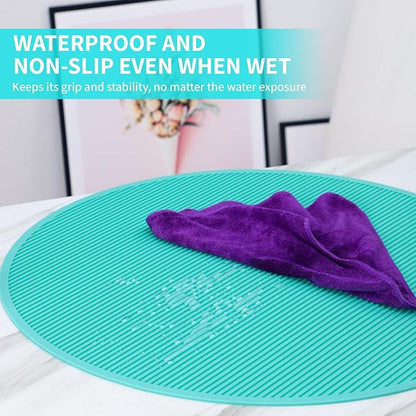 Pet Grooming Table Non-Slip Mat - Padded Mat for at-Home Grooming Dogs and Cats,Bathing Mat for Pets, Diameter: 22.4inch/57cm (Turquoise Green, Diameter: 22.4inch/57cm)