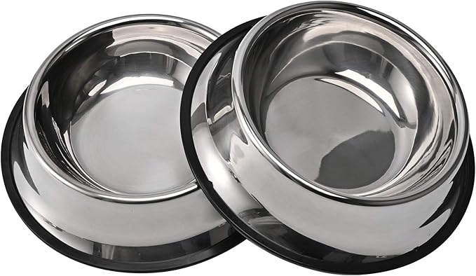 2Packs Stainless Steel Dog Bowl with Anti-Skid Rubber Base for Small/Medium/Large Pet, Perfect Dish, Pets Feeder Bowl and Water Bowl Perfect Choice for Dog Puppy Cat and Kitten (26oz)