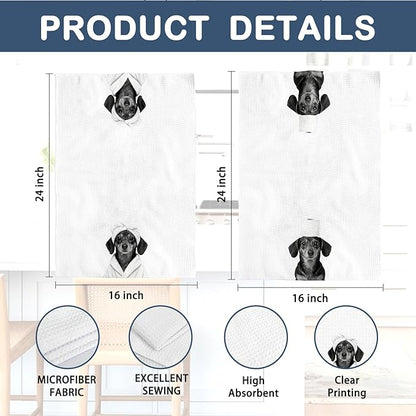 Funny Dachshund Hand Towels, Dachshund Doxie Gifts for Women, Weiner Dog Gifts Decorative Hand Towels for Bathroom Decor, Funny Dog Bathroom Decor, 16x24 Inch Set of 2