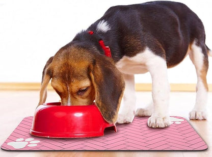 Dog Food Mats,Cat Absorbent Water Bowl Feeding Mats Pet Placemats for Food and Water Pink Wood 24 * 32 inch