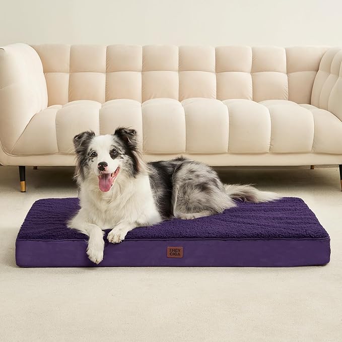 EHEYCIGA Orthopedic Dog Beds for Large Dogs with Removable Washable Cover, Purple, 36x27