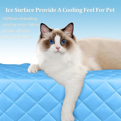 Cooling Blanket for Dogs, Dog Cooling Mat & Bed, Q-MAX>0.42- Lightweight, Durable & Breathable Pet Throw for Sofa, Car and Furniture Protector, Reversible Design, Easy to Clean, 28"x40", Blue