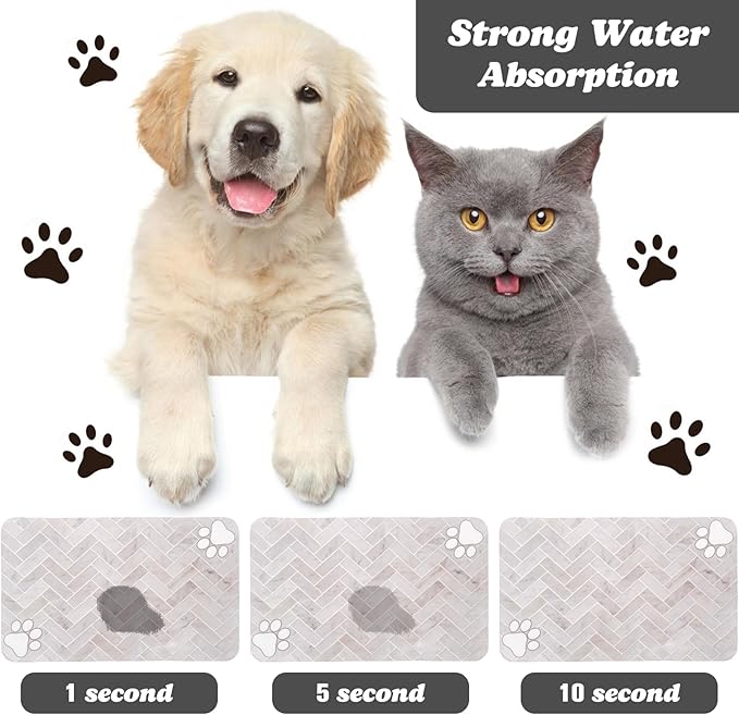 Dog Food Mats,Cat Absorbent Water Bowl Feeding Mats Pet Placemats for Food and Water Wood 12 * 20 inch
