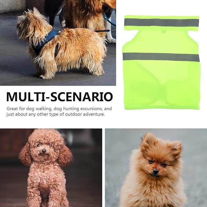 POPETPOP Dog Reflective Safety Vest for Night Outdoor Use - High Visibility Breathable Summer Clothes for Small Dogs Walking Running Hiking (Fluorescent Yellow-S)