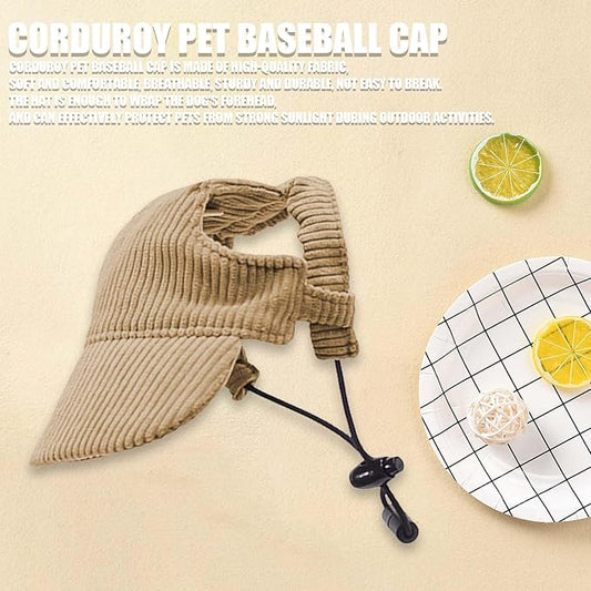 Dog Baseball Cap, Dog Cat Summer Beach Visor Hat with Ear Holes, Adjustable Puppy Sunbonnet Headdress (Brown, Large)