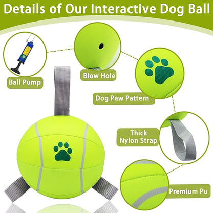 Magicorange 6 inch Dog Ball, 1 Pack Dog Tennis Balls Interactive Pet Ball for Tug of War & Water Play,Herding Balls for Medium & Large Dogs (Yellow,)