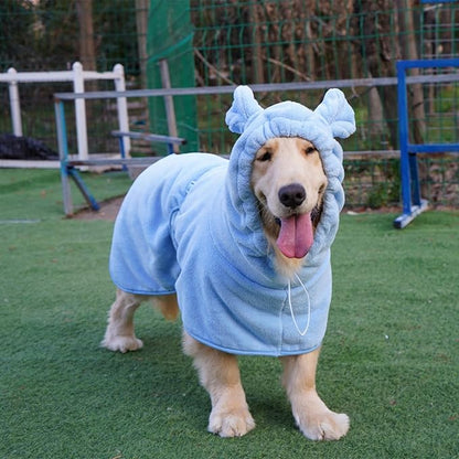 Dog Bathrobe Towel, Cat Bathrobe Microfiber Fast Drying Absorbent Hooded Bath Towel for Puppy Small Medium Large Dog Cat(Blue,S)