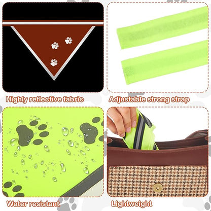 2 Pcs Reflective Dog Bandana High Visibility Neon Orange Green Dog Reflective Scarf Bibs Scarf Safety Accessories for Camping Night Walking Off Leash Exploration