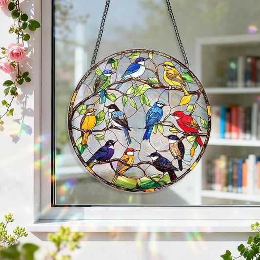 8 Inch Sun Catchers Indoor Window, Acrylic Rainbow Suncatcher Window Hanging Decoration for Living Room Bedroom Summer Home Balcony Ornaments Decoration (76 Bird)