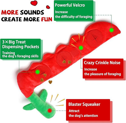 Rose Puzzle Dog Toy, Valentine's Day & Christmas Gift, Squeaky Crinkle Enrichment Snuffle Mat, for Small Medium Large Dogs & Puppies