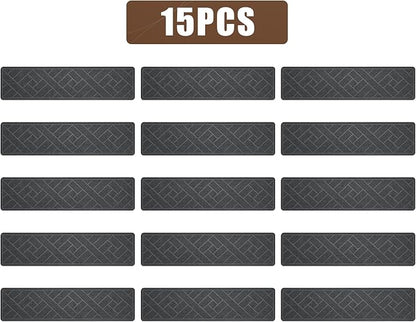 15 Pack 8 "X 30" Non-Slip Carpet Stair Treads for Indoor Wooden Steps, Made of Polyester and Reusable Adhesive, Suitable for Kids Elders and Pets（Grey Lines）
