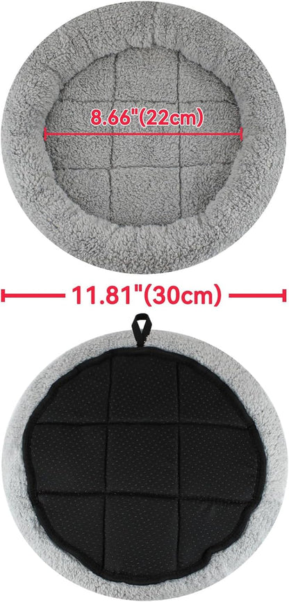 PETLESO Small Cat Bed Mat with Surrounding Pillow, 11.81" Round Pet Cushion for Cats Puppy Rabbits Curling Sleep, Indoor Furniture/Carrier/Crate Pet Self Warming Pad, Washable, Small
