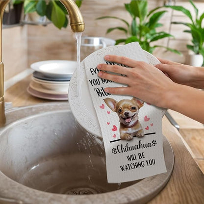 Chihuahua Gifts Kitchen Towels, Funny Dog Tea Dish Towels for Kitchen Decorative, Chihuahua Dog Lovers Gifts for Women, Every Meal You Make Every Bite You Take Hand Towel, 16x24 Inch