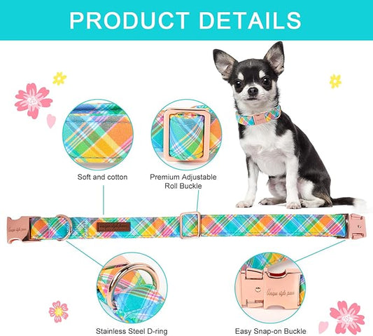 Unique style paws Easter Dog Collar Plastic Buckle Puppy Collar Colorful Plaid Puppy Collars for Small Medium Large Boys Girls Dogs