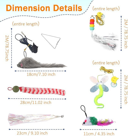 11 PCS Interactive Cat Toy for Indoor Cats, Kitten Toys with 4 Hanging Door Cat Toys and 7 Multiple Replacement Heads for Indoor Self Play & Exercise