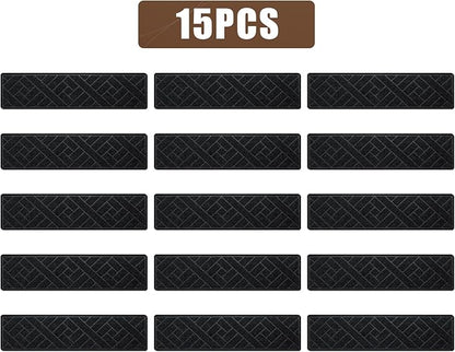 15 Pack 8 "X 30" Non-Slip Carpet Stair Treads for Indoor Wooden Steps, Made of Polyester and Reusable Adhesive, Suitable for Kids Elders and Pets（Black Lines）
