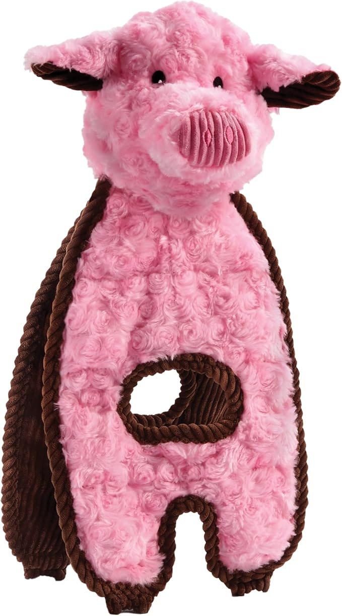 Outward Hound by Charming Pet Cuddle Tugs Pig Plush Interactive Dog Tug Toy