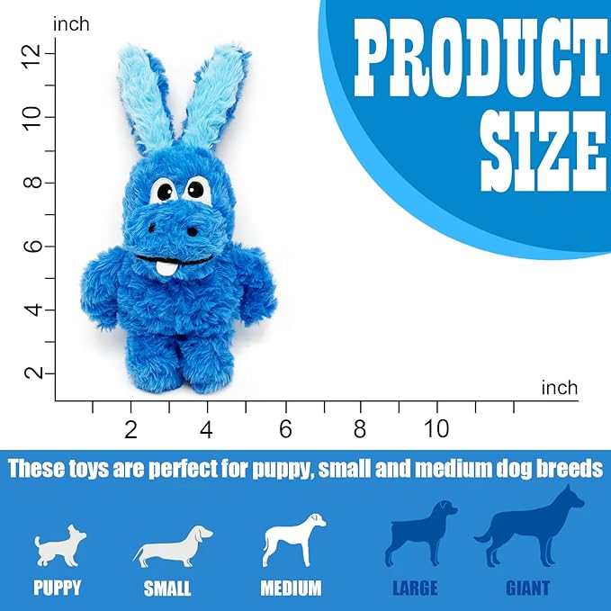 Donkey Squeaky Dog Toys to Keep Them Busy, Stuffed Plush Dog Toy Birthday Gift Crinkle Pet Puppy Tug Toy for Small Medium Large Dogs(Blue)