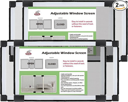 FLYZZZ Adjustable Window Screen Small Expandable Window Screens, (9.84'' High by 16-28'' Wide, B) 2 Packs Suitable for Window Openning Width Size 16''-28''， 20% Smaller Than Standard Screens