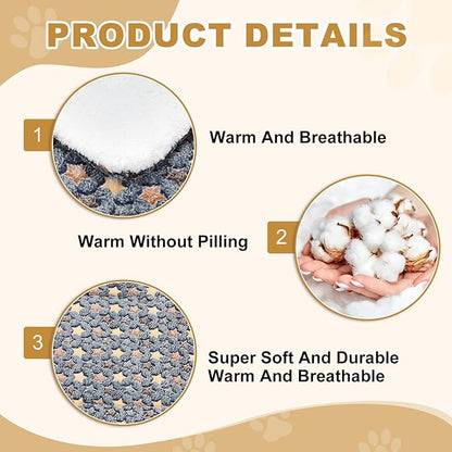 Dog Cat Bed Mat, Soft Coral Fleece Pet Cushion Pad with Cute Star Print, Warm Washable Pet Bed 23x18 Inches, (Dark Gray), Intended for Medium Small Dog Cat
