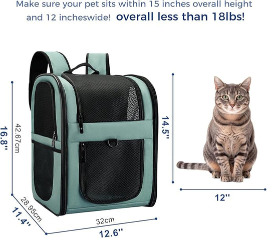 Apollo Walker Dog & Cat Carrier Backpack for 4-18lb Pets - Ventilated Safe Design with Padded Back Support, Breathable Mesh Pet Backpack for Hiking, Travel, Outdoor (Blue)