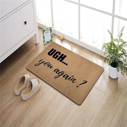 Funny Welcome Doormat (23.7 in X 15.6 in) Anti-Slip Rubber Back Entrance Way Indoor Front Porch Decor Rugs House Warming Gift (Uge You Again Not Welcome)