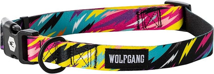 Wolfgang Heavy Duty, Adjustable Dog Collar with Quick Release Nylon Buckle for Walking & Training, FuzzyTails Print, Medium