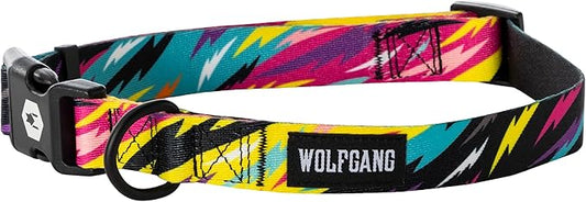 Wolfgang Heavy Duty, Adjustable Dog Collar with Quick Release Nylon Buckle for Walking & Training, FuzzyTails Print, Small