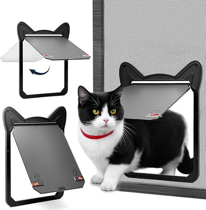 Pet Screen Door for Small Dogs & Cats - Heavy Duty Magnetic Lockable Flap, Inside Door 8.59x6.62inch, Easy Install for Sliding Glass/Patio Doors Screen, Scratch-Resistant & Security Latch (Size M)