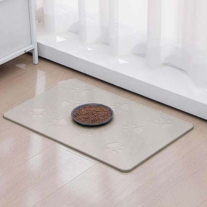 Valentine Dog Gift Stone Mat for Dog Bowl Diatomaceous Earth Absorbent Non Slip Cat Puppy Mat for Food and Water Quick Drying Easy to Clean Placemat for Bowl Dish(Light Gray,16 x 24 Inch)