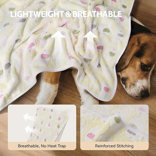LINENLUX 1 Pack 3 Blankets Super Soft Fluffy Premium Fleece Dog Blankets for Puppy Cat Pet Blanket Flannel Throw Warm Sleep Elephant Pattern 31x20 inches