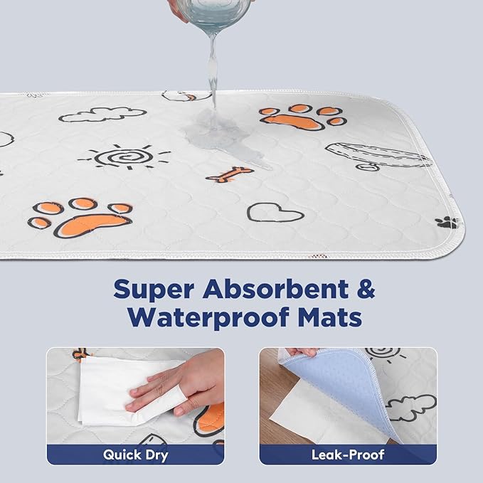 Washable Pee Pads for Dogs, 2 Pack Large 36"x41" Super Absorbent Reusable Dog Training Pads, 100% Waterproof Non-Slip Puppy Whelping Dog Playpen Indoor Pads Mat Pet Supplies