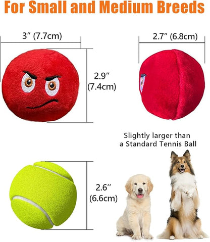 Squeaky Dog Toys, Stuffed Plush Puppy Toy Balls to Keep Them Busy, (4 Pack) Interactive Funny Pet Ball with Squeaker for Puppies Small Breed Medium Dogs
