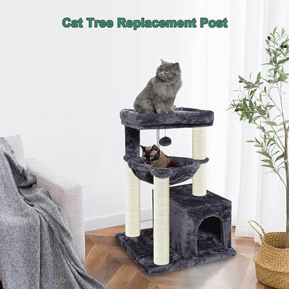 Cat Scratching Post Replacement Pole，2 PCS 15.7in Cat Tree Replacement Post，Natural Sisal Cat Tree Replacement Parts with M8 Screws，Cat Scratch Post Replacement for Refurbishment (15.7in/40cm)