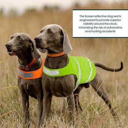 Kuoser Reflective Dog Vest, High Visibility Safety Vest for Medium to Large Dogs, Lightweight Pet Reflective Vests for Hunting Outdoor Activities Walking at Night, Fluorescent Green 2XL