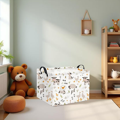 Rectangular Baby Kids Storage Basket Boys for Home Kitchen Girls Cute Toy Storage Bin Organizer Shelf Book Room Decor(Farm)