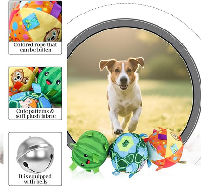 Squeaky Balls for Dogs, 15CM Dog Soccer Ball with Straps & Bell Inside for Tug of War Easy to Carry, Plush Soft Dog Toys for Small/Medium Breed, Kill Time Keep Busy (Blue,15CM)