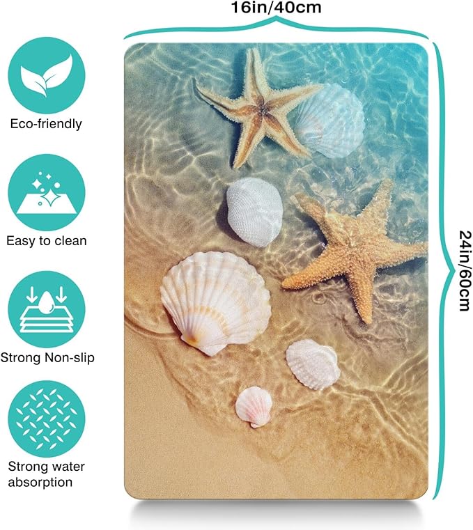 Dog Food Mats for Floors Absorbent, Cat Food Mat - Pet Cat Feeding Mat Quick Dry, Dog Bowl Mats for Water, Pet Supplies Feeding Placemat 16" x 24" Beach