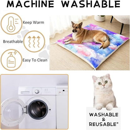 Dog Cat Bed Mat Ultra Soft Fluffy Pet Bed Washable Fashion Dog Crate Beds Comfy Comfy Pet Sleeping Pad Suitable for Pet Raised Bed(42"x32",Colorful Clouds)
