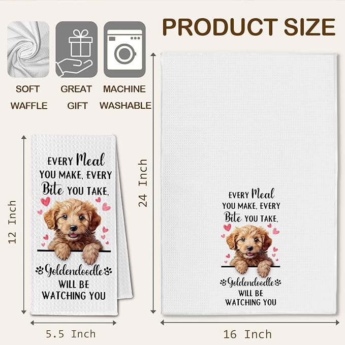 Goldendoodle Gifts Kitchen Towels, Funny Dog Tea Dish Towels for Kitchen Decorative, Goldendoodle Dog Lovers Gifts for Women, Every Meal You Make Every Bite You Take Hand Towel, 16x24 Inch