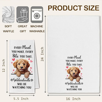 Goldendoodle Gifts Kitchen Towels, Funny Dog Tea Dish Towels for Kitchen Decorative, Goldendoodle Dog Lovers Gifts for Women, Every Meal You Make Every Bite You Take Hand Towel, 16x24 Inch
