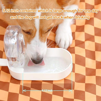 2-in-1 Dog Bowl & Water Bottle, Large Food Container for Dog Treats, Steak, Sticks, Bars - Portable Pet Dispenser for Hiking, Travel (Blue)