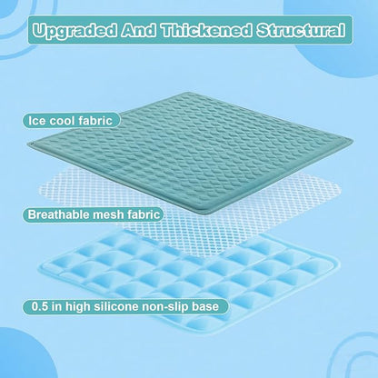 Newly Upgraded Dog Cooling Mat 34x23 in,Ice Breathable Fabric, Solid Silicone Honeycomb Heat Dissipation Structure, Long-Lasting Coolness Cooling Mat for Dogs(Q-Max>0.5) Washable& Non-Toxic