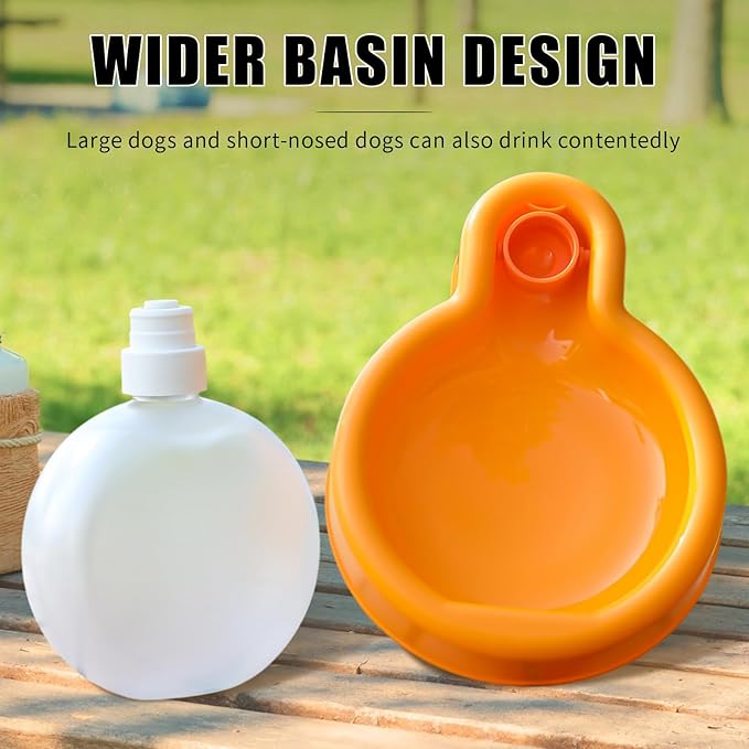 Foldable Pet Outdoor Camping Drinking Water Bottle Dog Cat Travel Portable Water Dispenser Small Large Capacity (Sunset Orange, Small)
