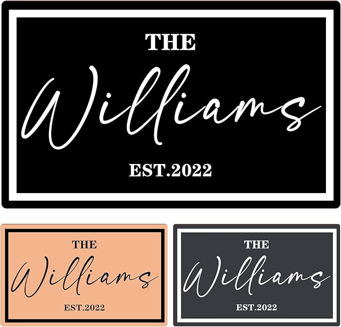 Custom Doormat with Family Name - Personalized Entryway Door Mat Front Door Mat for Outdoor Decor Entrance Mat Housewarming Gift with Anti-Slip Backing Design02