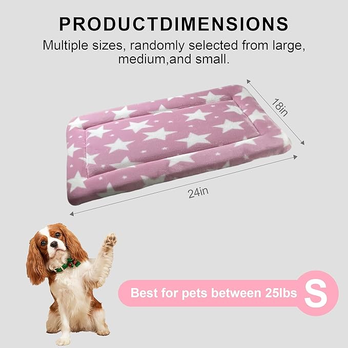 Washable Dog Bed Mat With Anti-Slip Bottom, Deluxe Plush Memory Foam Crate Pad & Waterproof Outdoor Kennel Mat For Dogs & Cats-Durable Crates Beds, Large Medium Small Puppy Size 24" x 18",pink