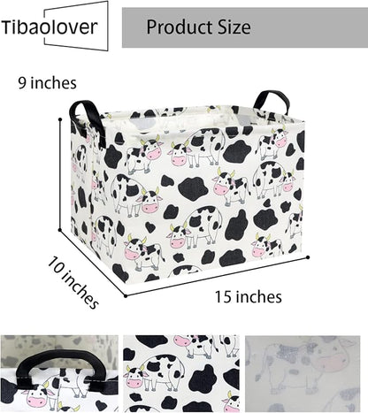 Rectangular Kids Storage Gift Basket - Baby Storage Bin Organizer - Cute Kids Toy Shelf Book Basket Room Decor (Cow)
