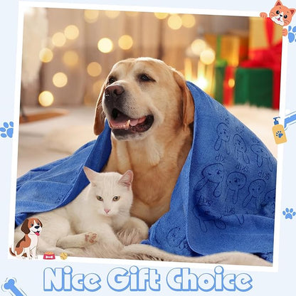 Irenare 12 Pcs Dog Towels Microfiber Pack Bulk, 20 x 40 inch Quick Drying Absorbent Pet Puppy Towels for Drying Small Puppy Dog Cat Pet Kitten Grooming Bathing Shower Travel Supplies (Blue)